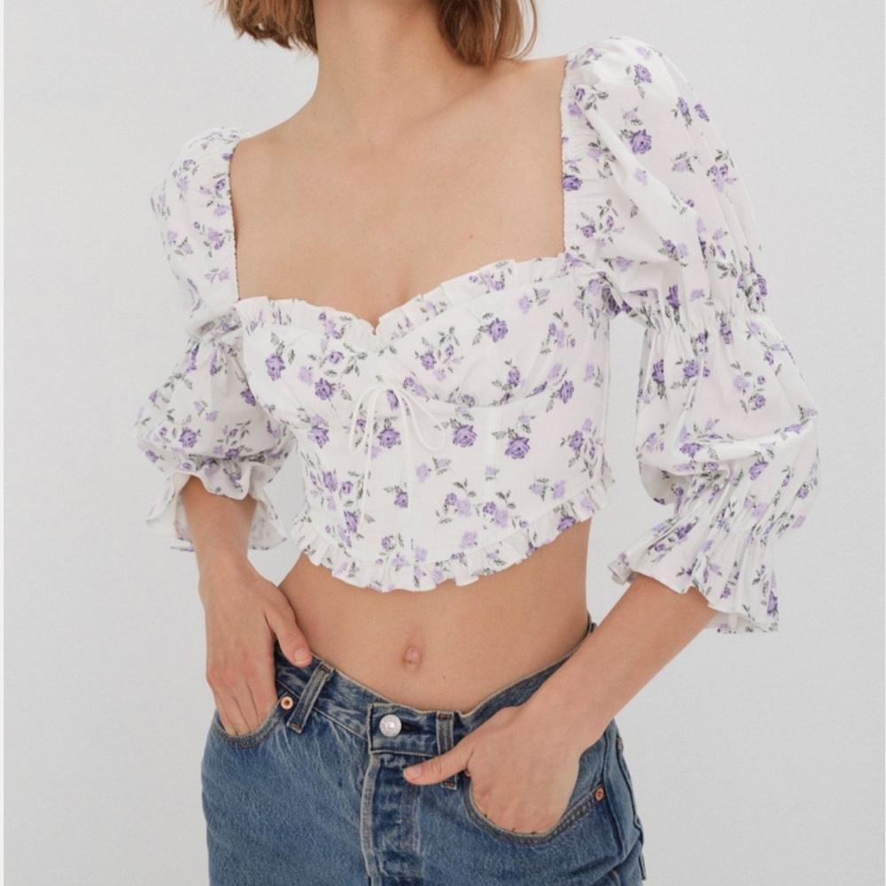 FOR LOVE AND LEMONS Leslie Crop Blouse - M